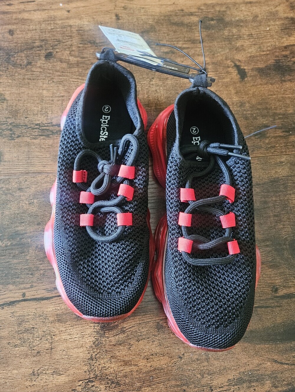 NWT EpicStep Black Sneakers with Bright Red Soles Size 2